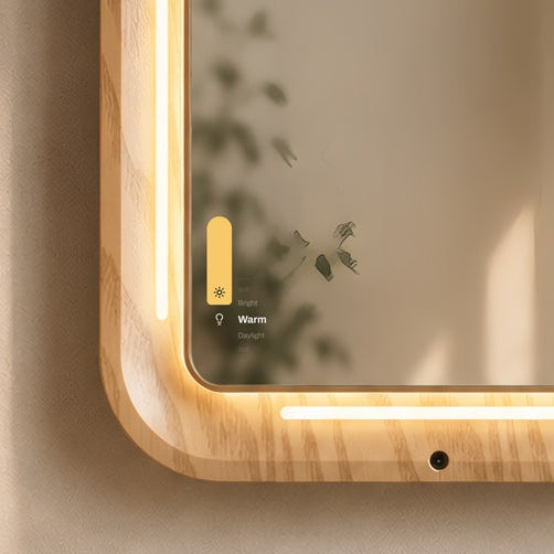 Close-up of the Honey Mirror wooden frame
